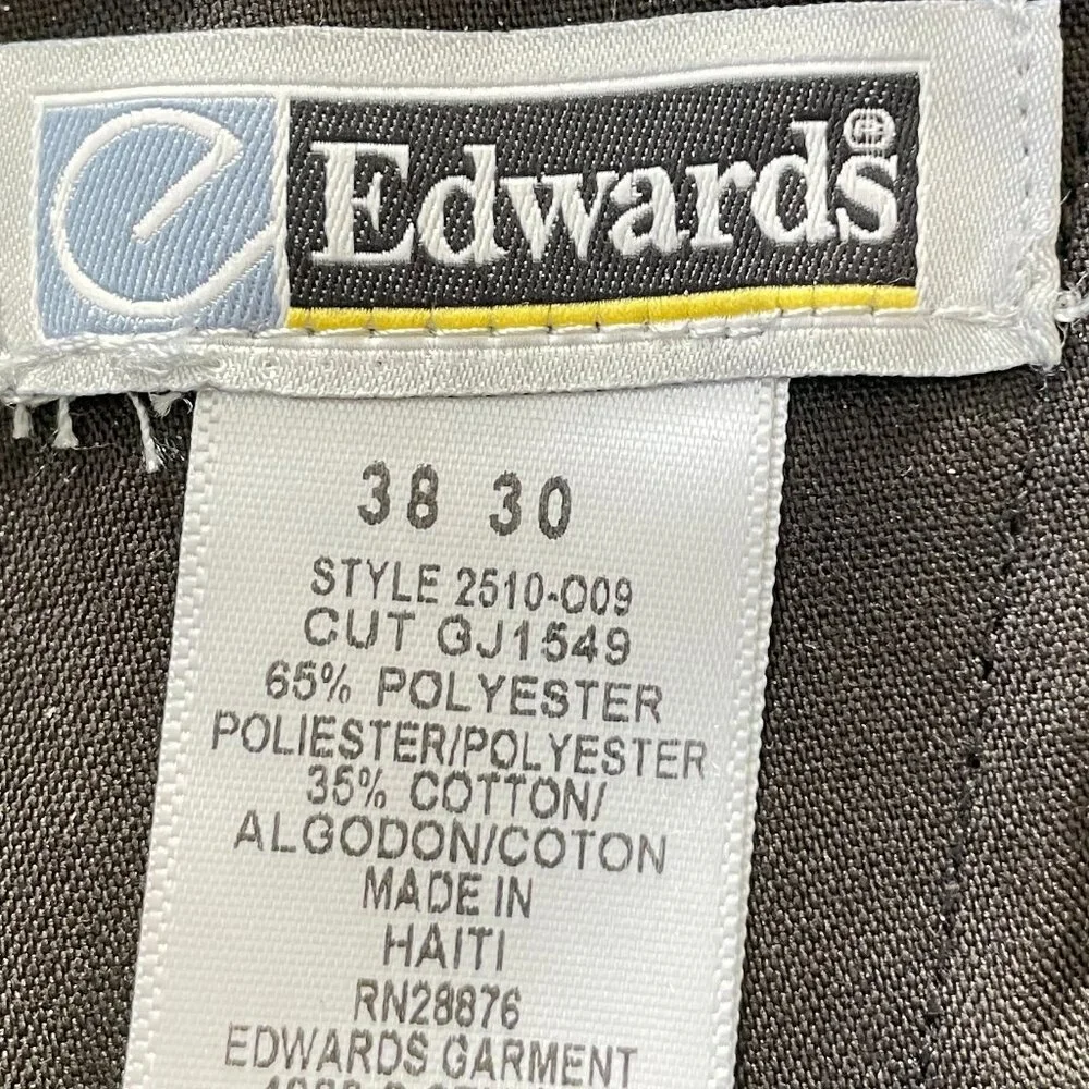 Brand New Edwards Uniform Chino Flat Front Dark Gray Pants Size 38x30 - Picture 4 of 4